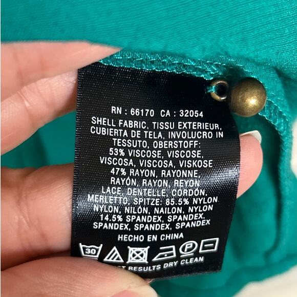 Moulinette Soeurs Anthropologie Women’s 14 Green Lace Boho 3/4 Sleeve Blouse NEW - Picture 6 of 8